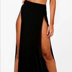Slinky Double Extreme Split Maxi Skirt